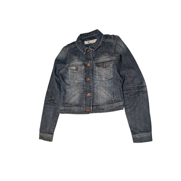 Wet Seal Womens XS - S Dark Wash Denim Jean Jacket Y2K Cropped 2000s style retro - Picture 4 of 8